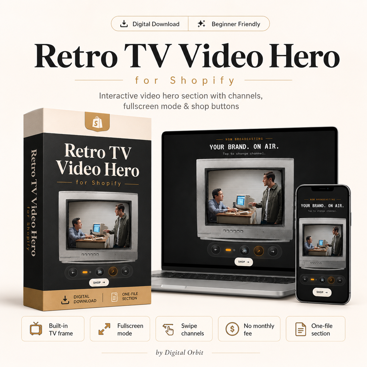 Retro TV Shopify Hero Section