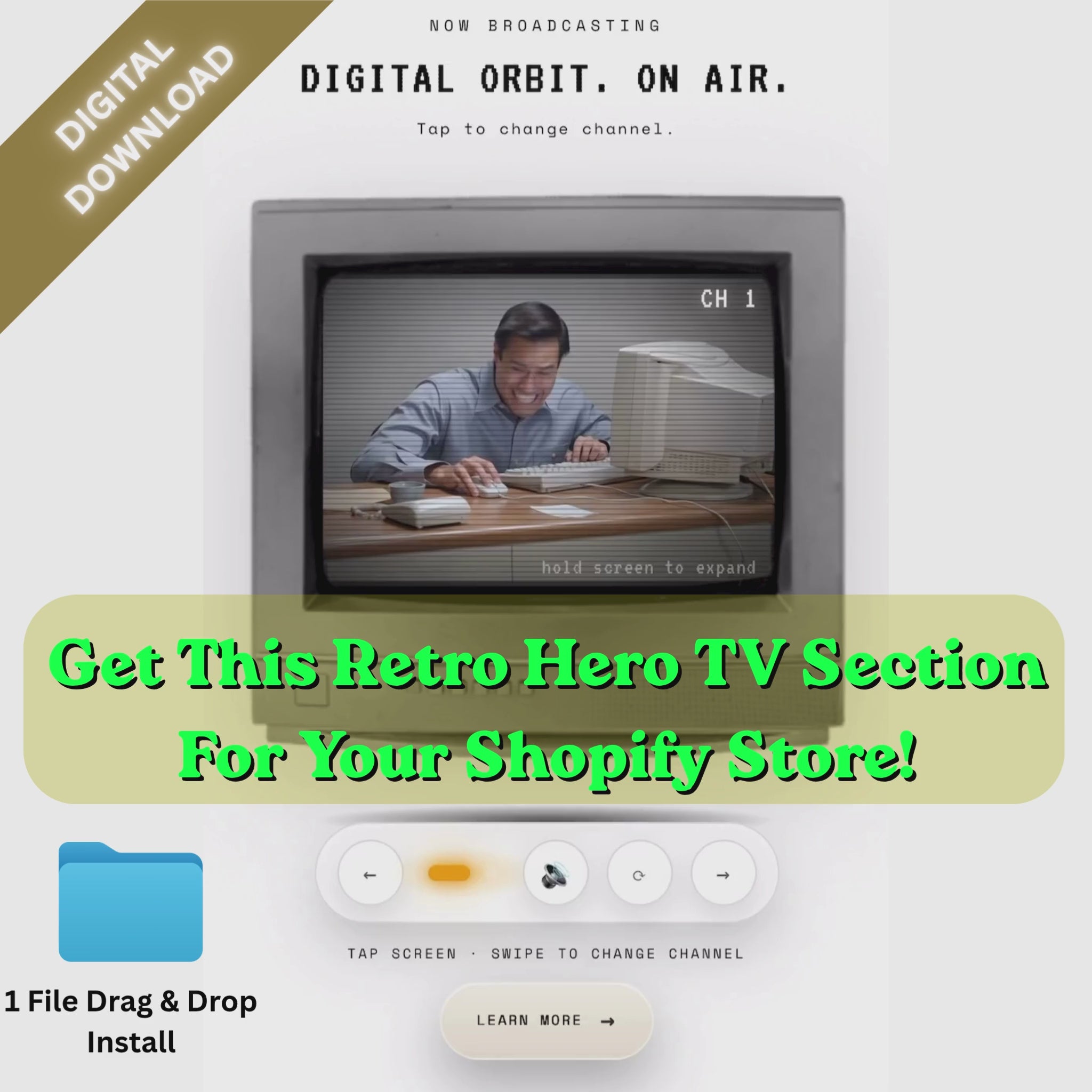 Retro TV Shopify Hero Section